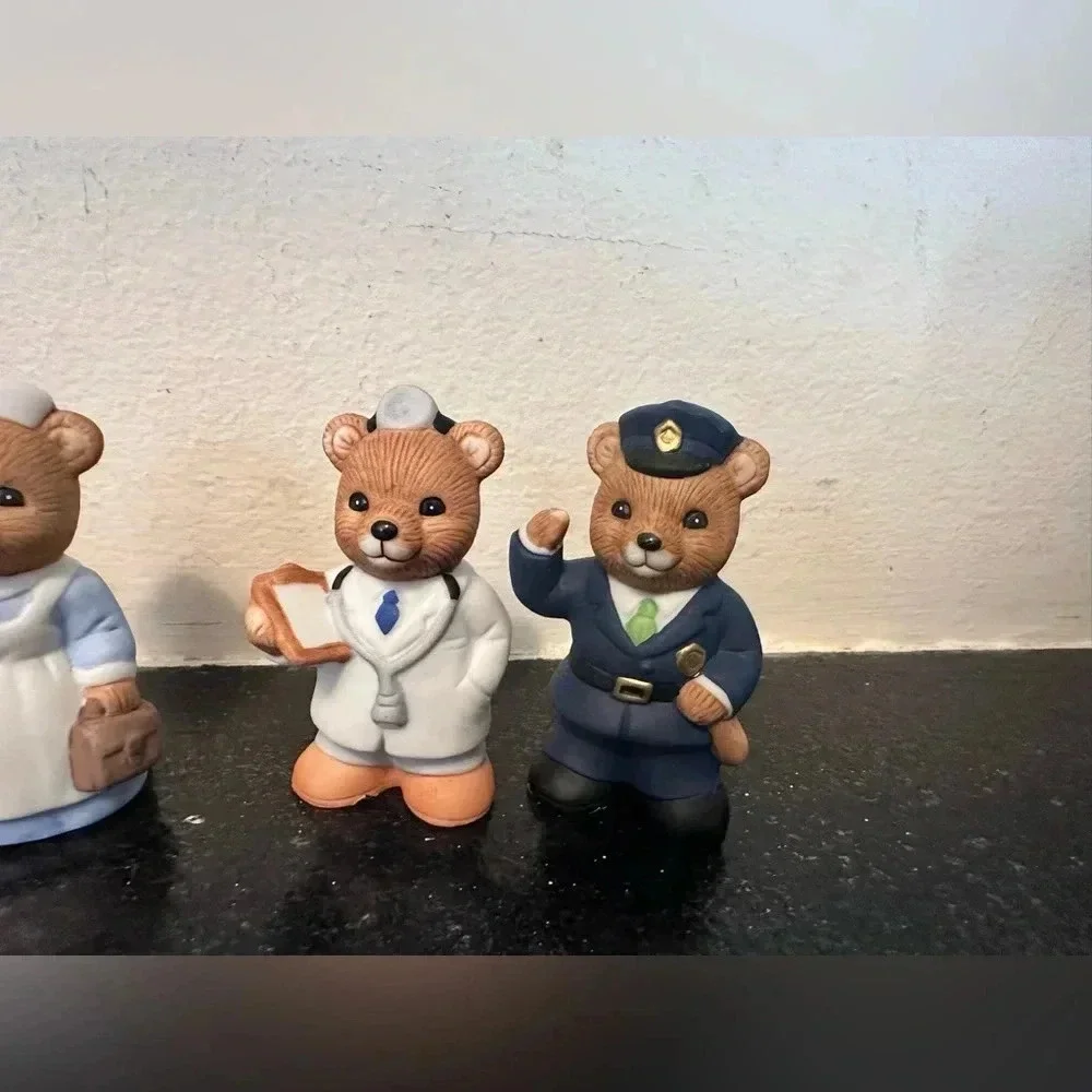 HOMCO Essentials Workers Porcelain Bears  #8805 Set Of 4 - Picture 3 of 5